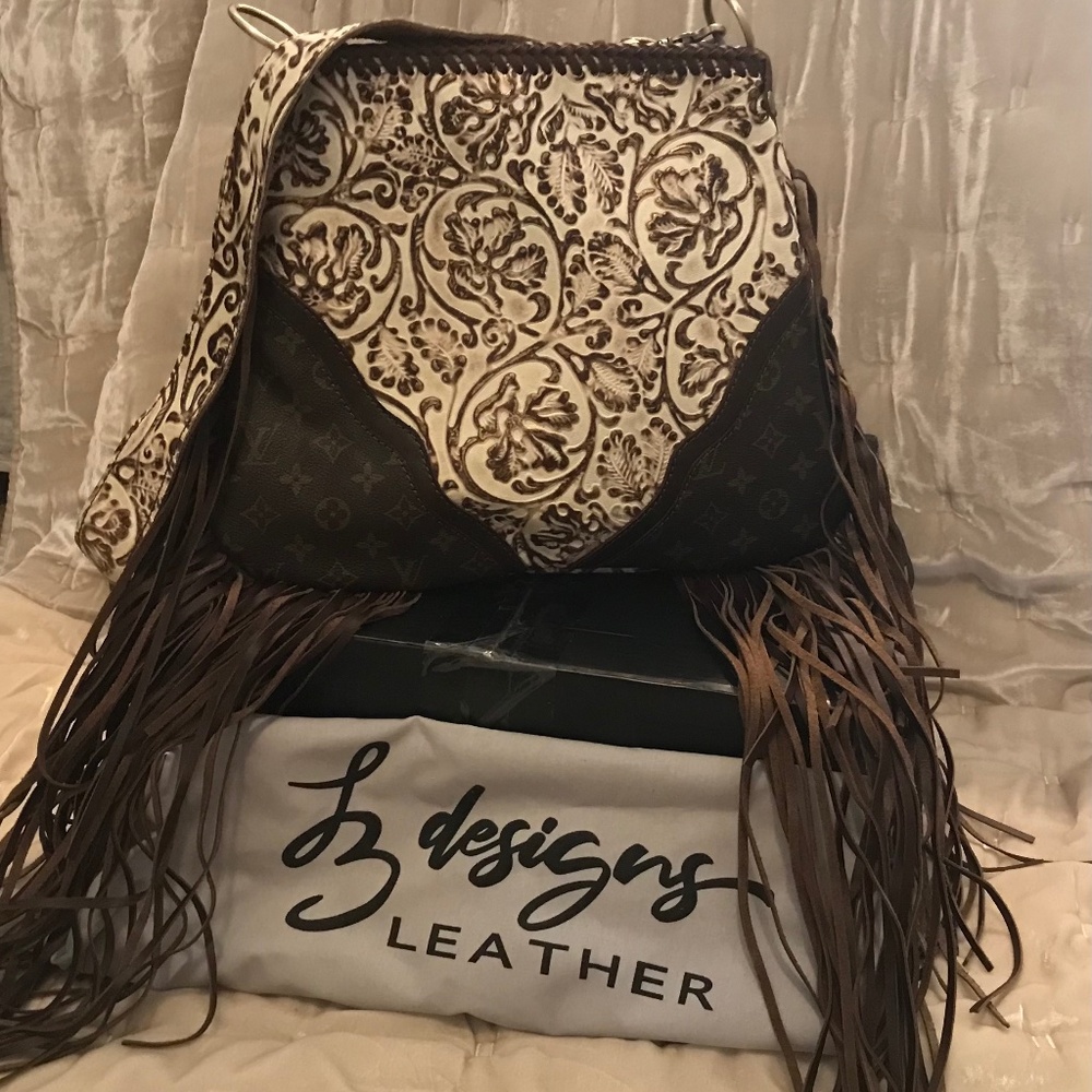 L3 Desgins Dutton purse with REPURPOSED LV incorporated into bag design